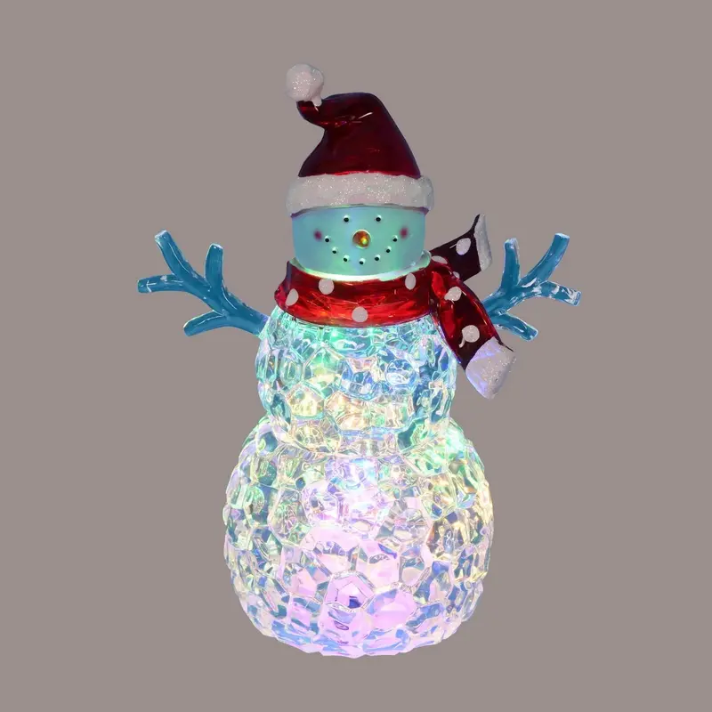 9" Battery-Operated Light Up Acrylic Snowman Figurine