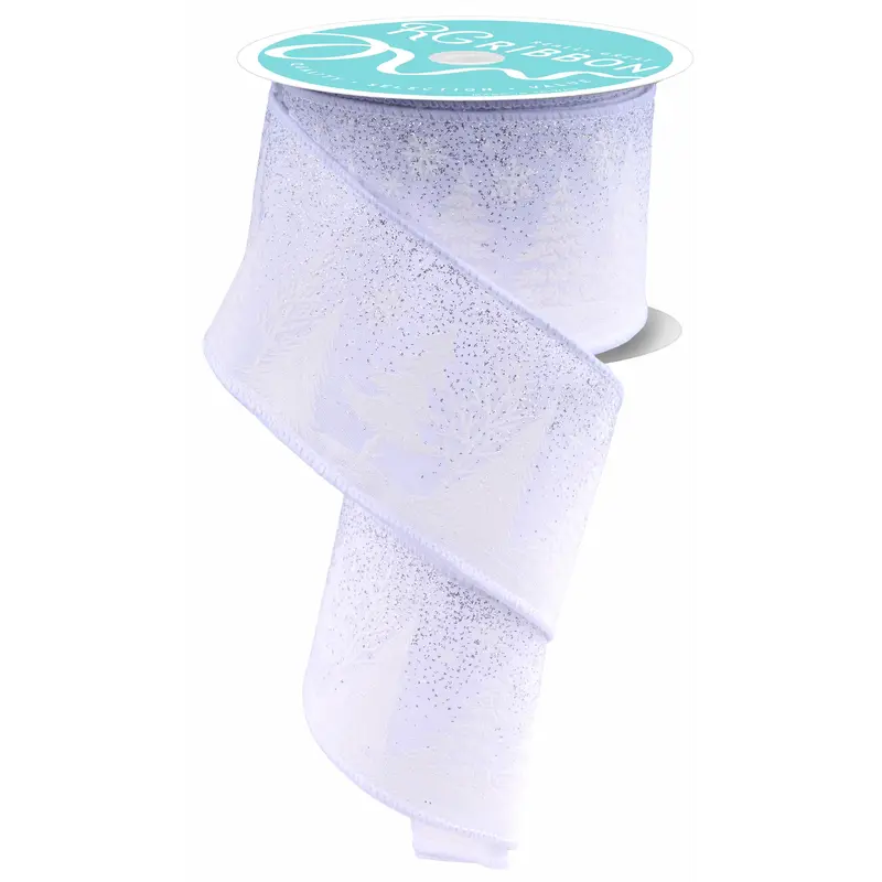 10 Yards of Glitter Tree & Snowflake Scene Ribbon
