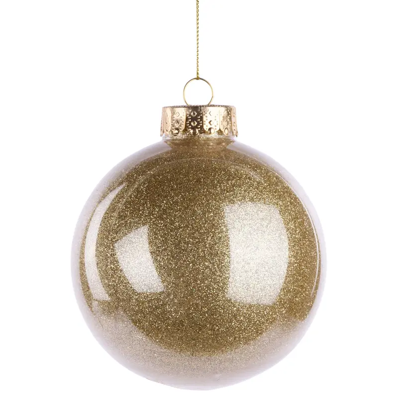 100MM Gold Glitter Lacquer Glass-Look Ornament