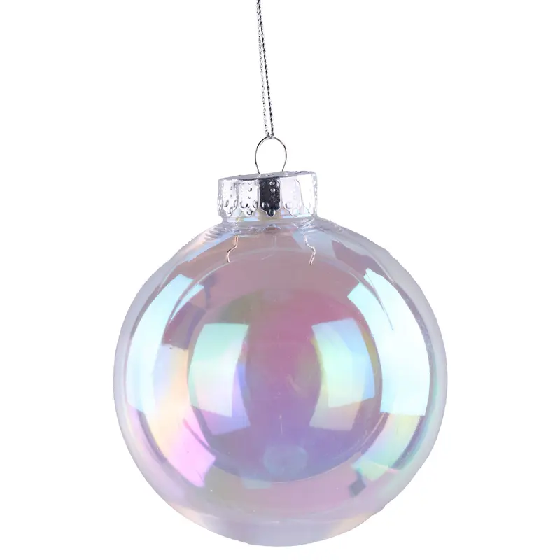 100MM Iridescent Clear Plastic Ball Ornament