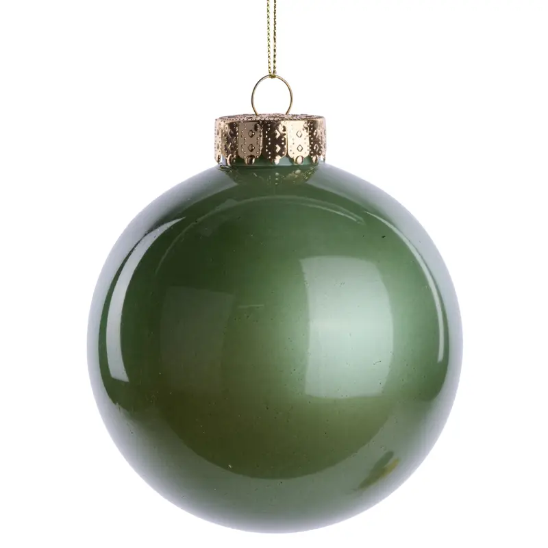 100MM Sage Green Lacquer Glass-Look Ornament