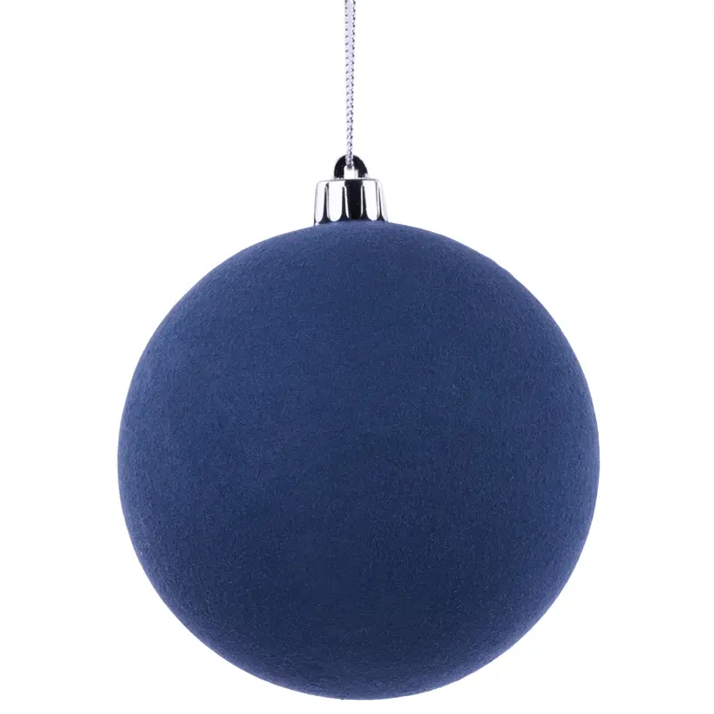 100MM Smooth Flocked Smoke Blue Ornament