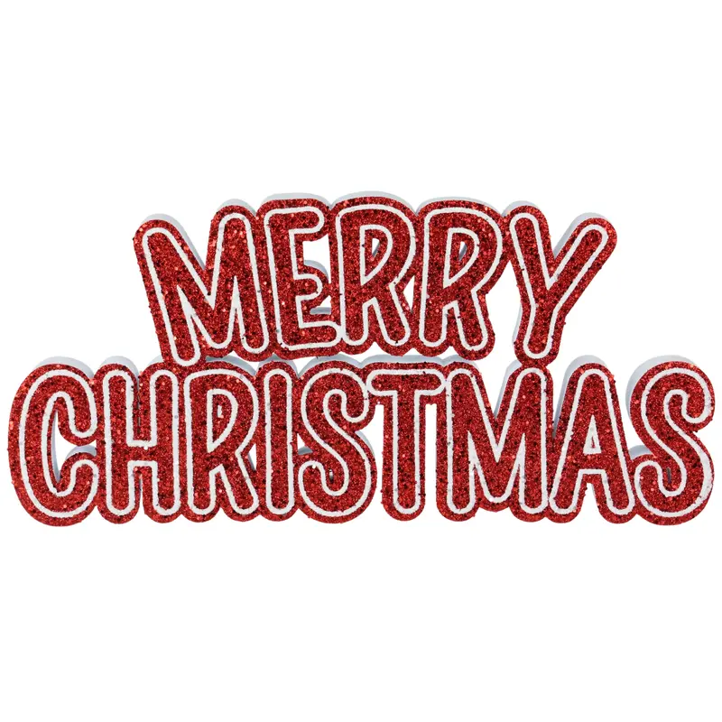 12.25" Red & White Merry Christmas Shelf Sitter