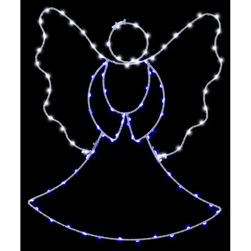 15" Blue & White LED Angel Silhouette Decoration