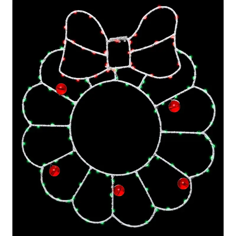 15" LED Wreath with Bow Silhouette Decoration
