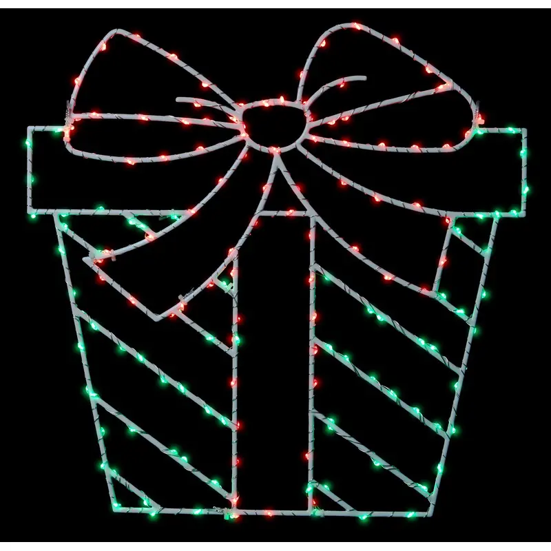 15" Red & Green LED Present Silhouette Decoration
