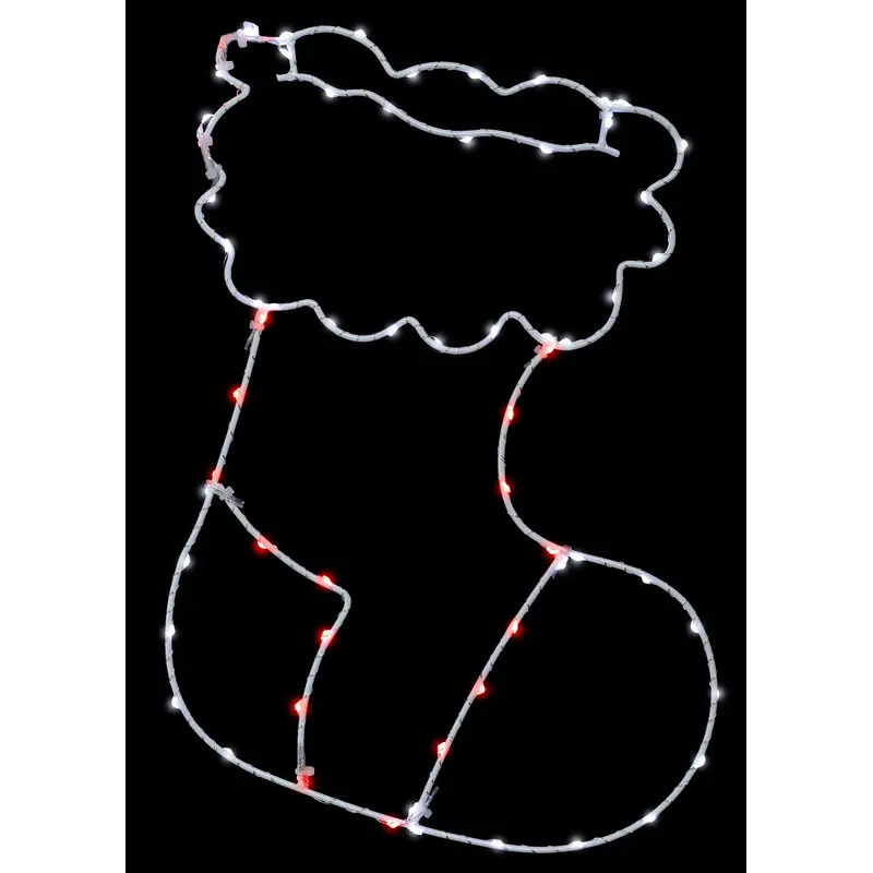 15" Red & White LED Stocking Silhouette Decoration