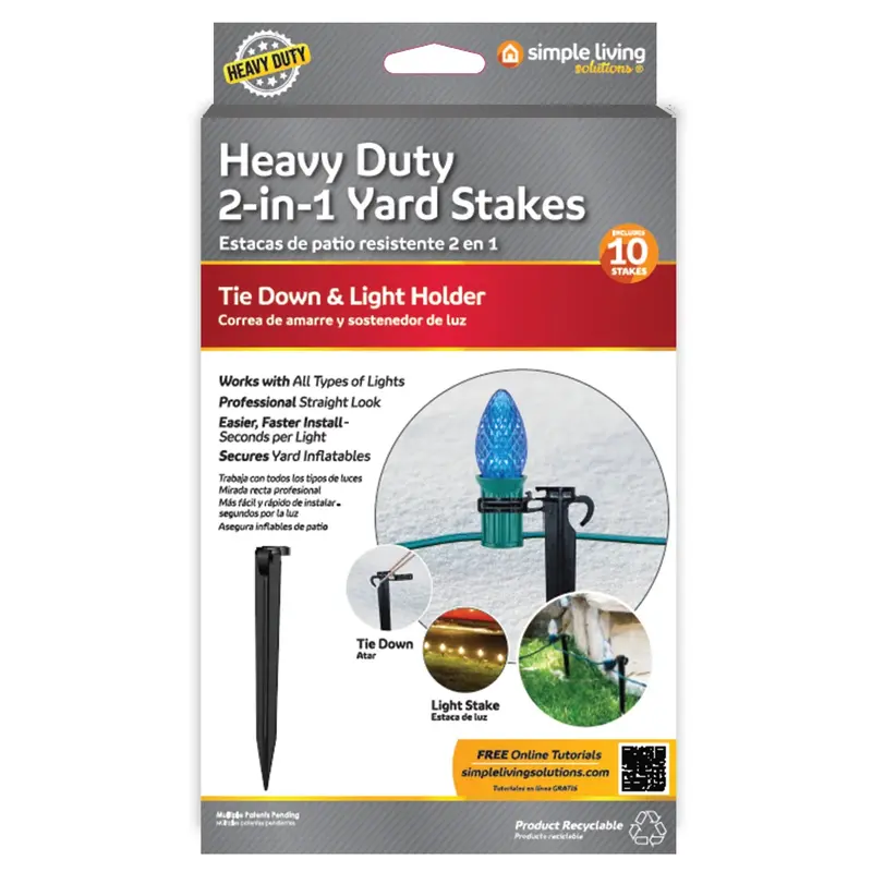 2-In-1 Heavy Duty Yard Stakes (10-Pack)