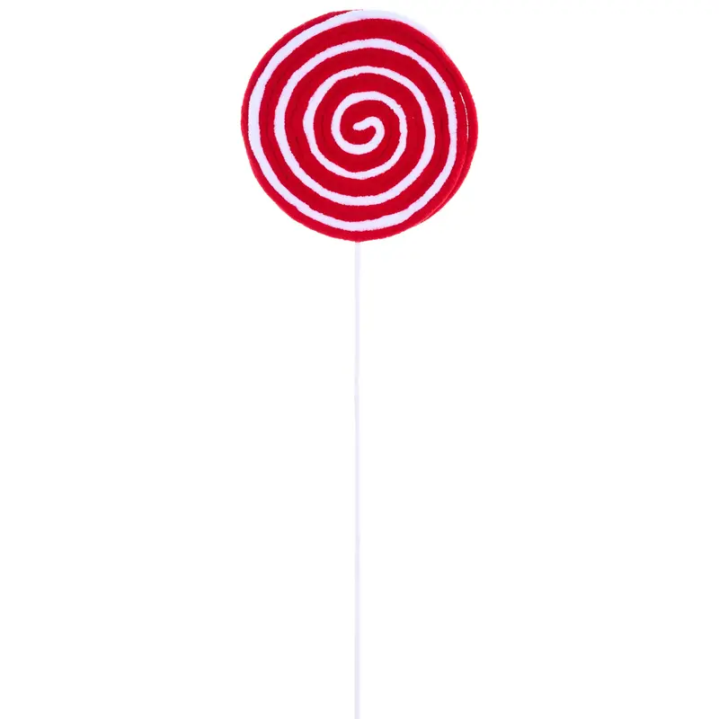 20" Yarn Swirl Peppermint Lollipop Pick Spray