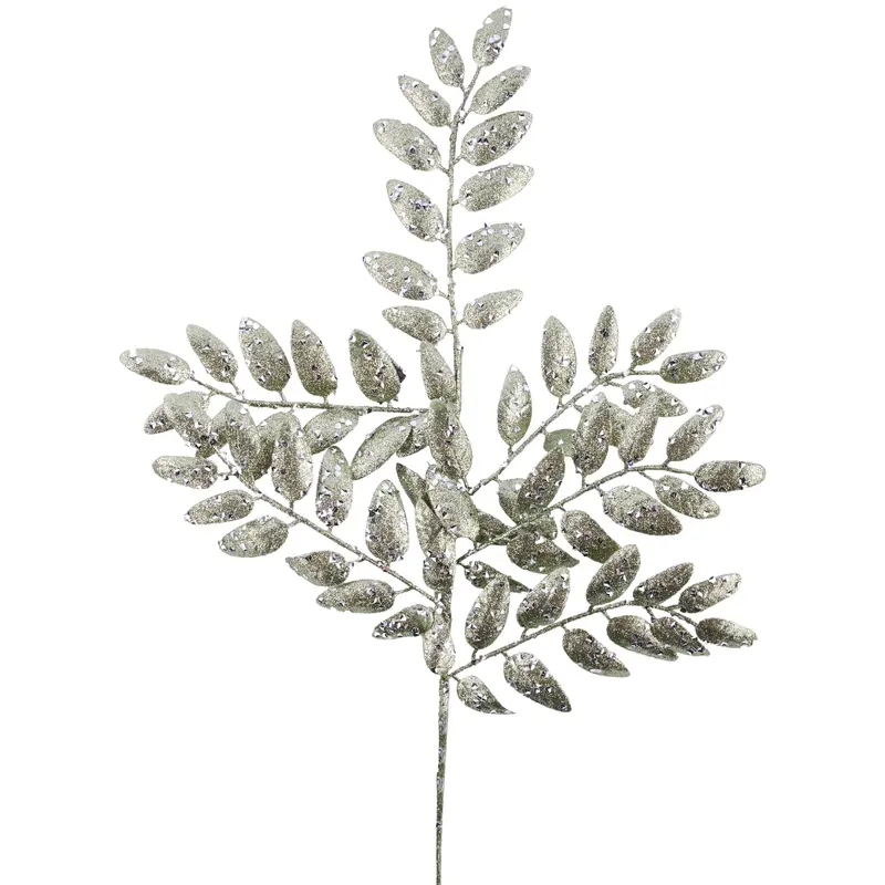 21" Dark Sage Green Glitter Honey Locust Spray