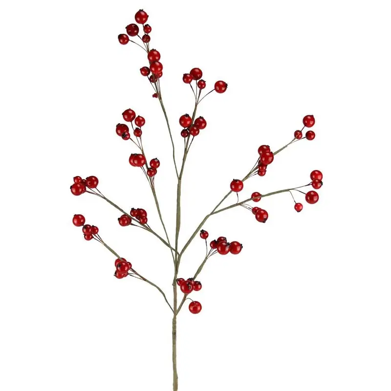 24.5" Mixed Size Shiny Red Hard Berry Spray