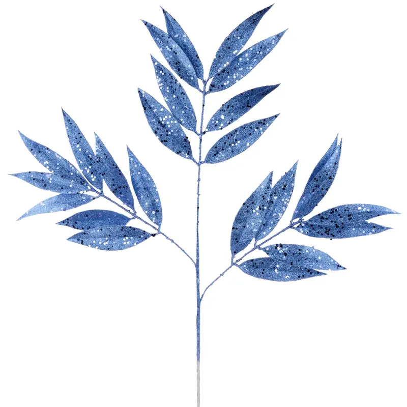 27" Smoke Blue Pointed Bay Leaf Spray