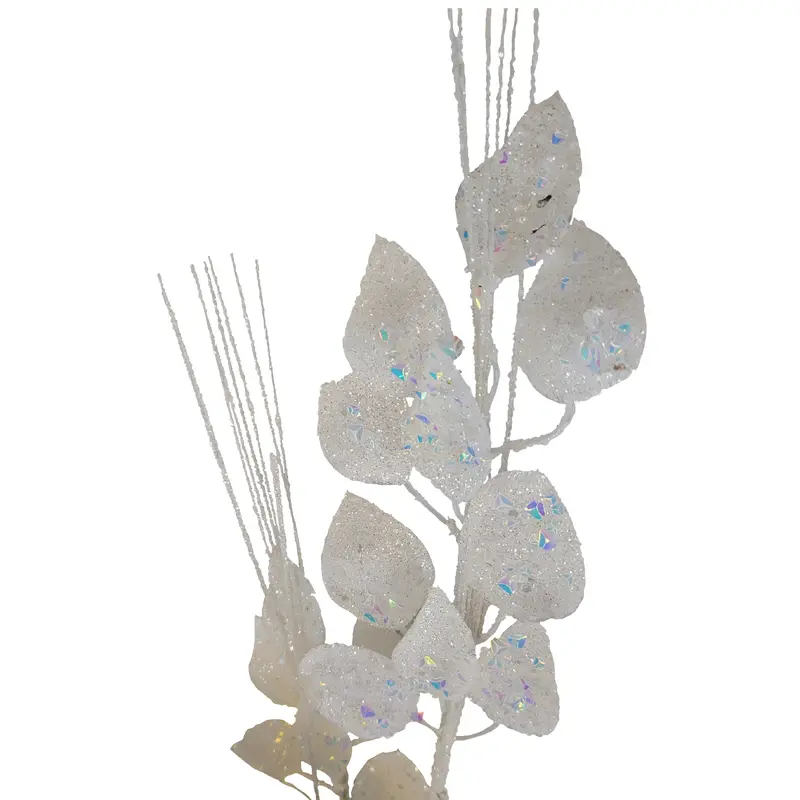 32" White Iridescent Lunaria Leaf Stem