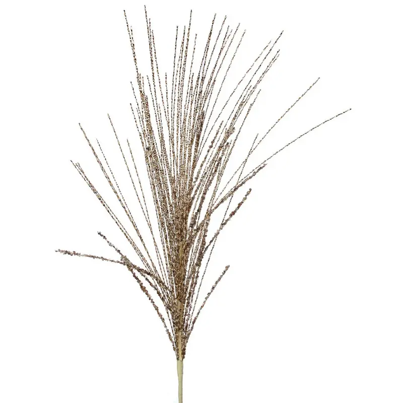 38" Twisted Metallic Champagne Gold Grass Spray