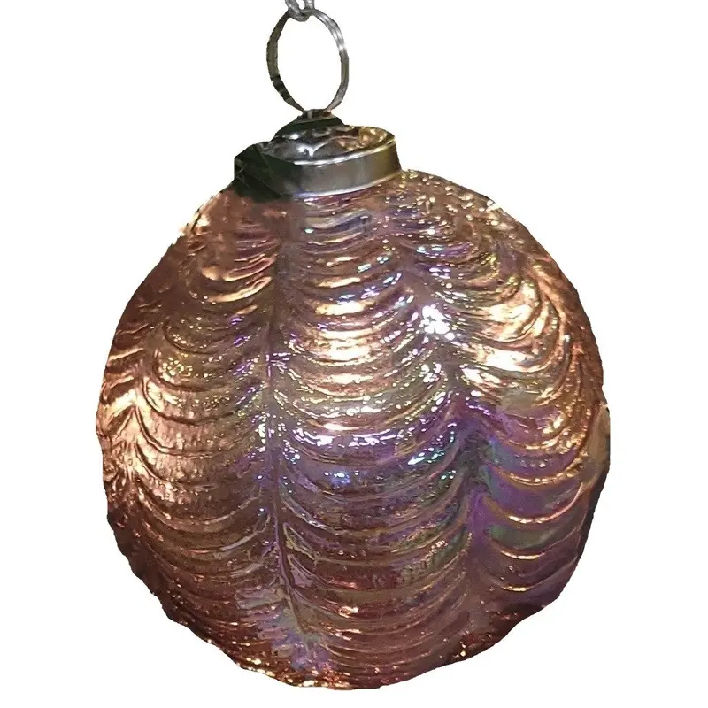 4" Iridescent Ribbed Glass Ornament