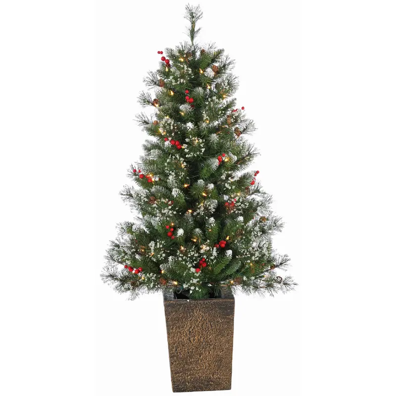 4' Windsor Glazier Pine Potted Artificial Christmas Tree with Color-Changing LED Lights