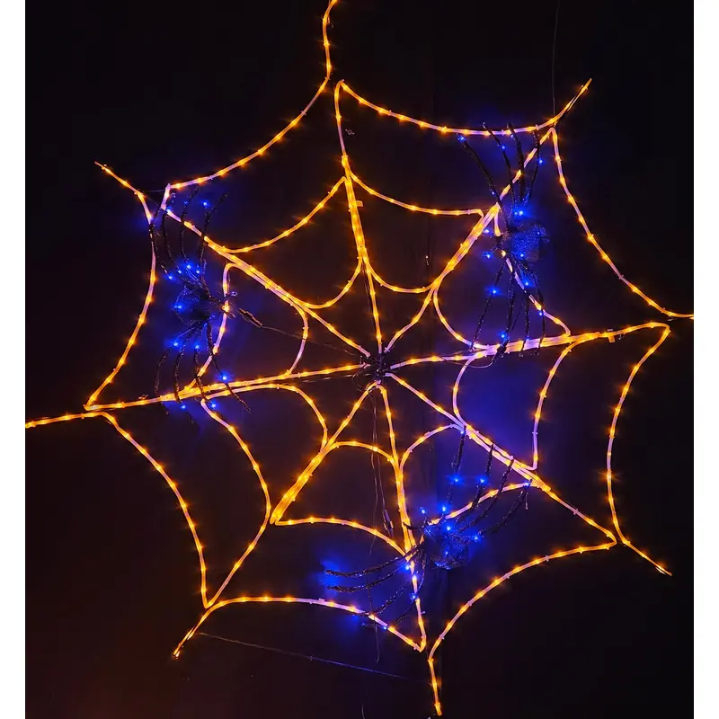 5' Pre-Lit Spider Web Decoration with Spiders