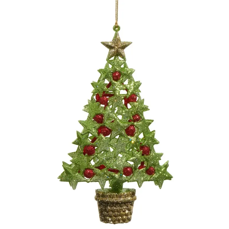6.5" Star & Berry Green Tree Ornament