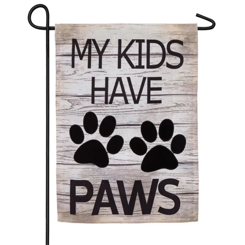 "My Kids Have Paws" Burlap Boutique Garden Flag