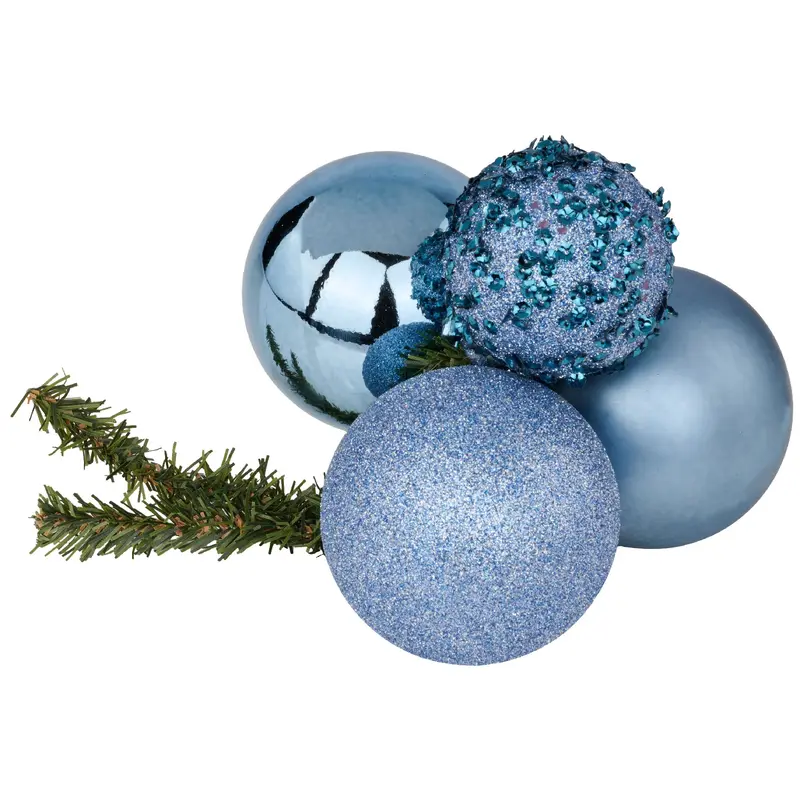 Smoke Blue Sequin Glitter Ball Cluster Decoration