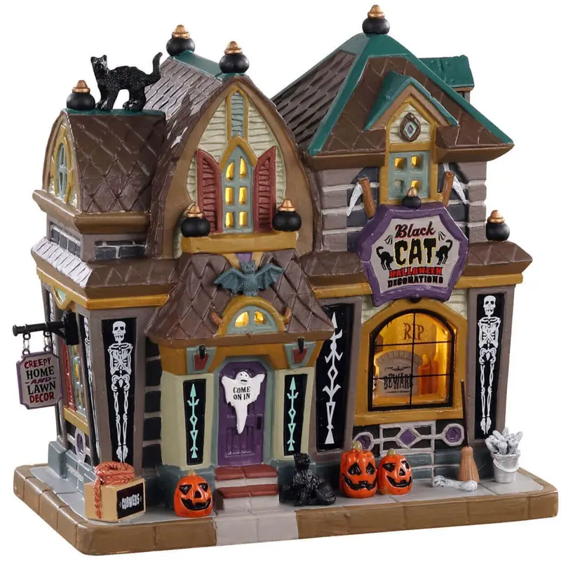 Lemax Spooky Town Black Cat Halloween Decor #05610