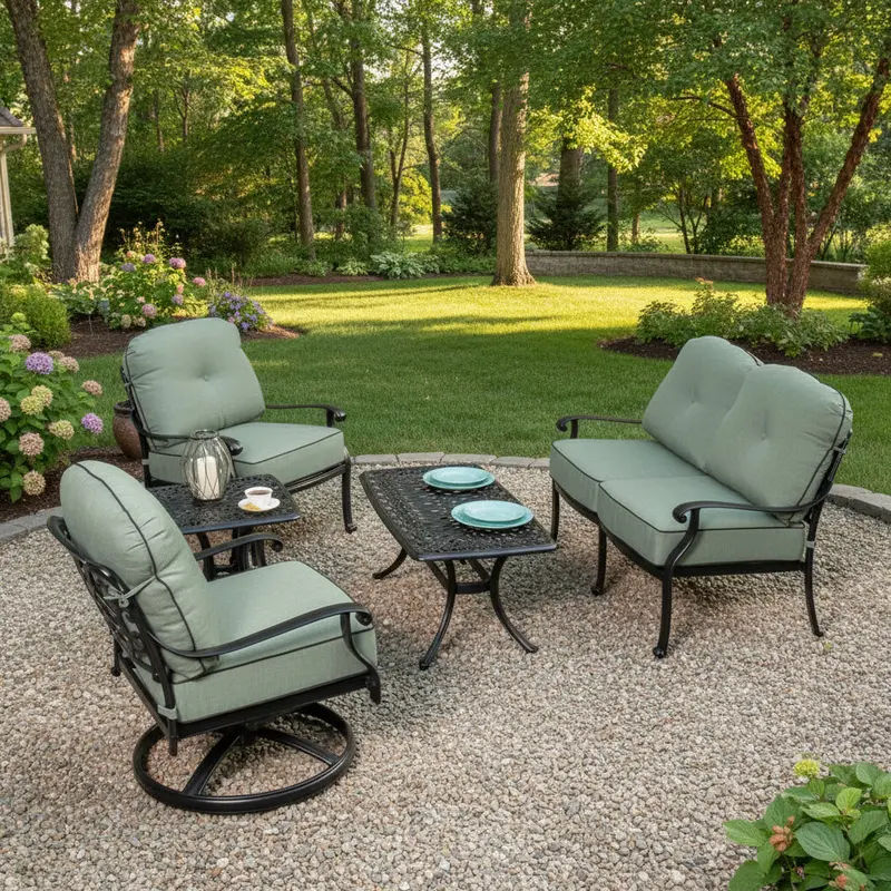 Shoreline Cast Aluminum Cushioned Patio Groupings