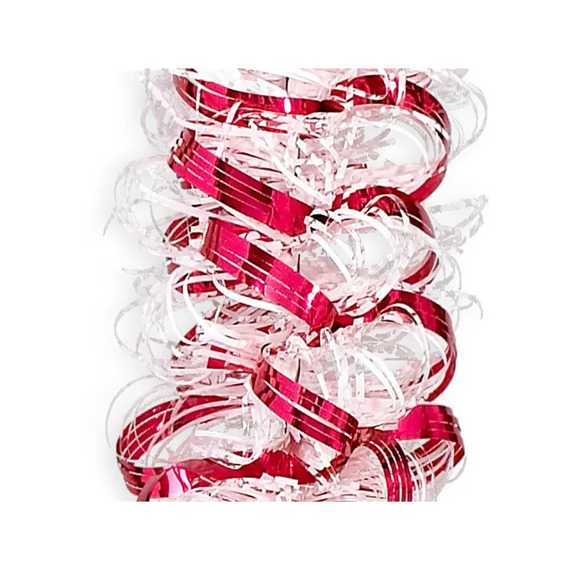 12' Deluxe Red and Snowy White Looped Angel Hair Garland