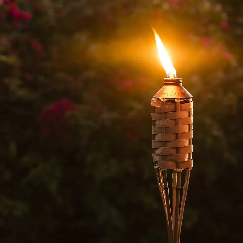 57" Weather-Resistant Coated Natural Bamboo TIKI Torch