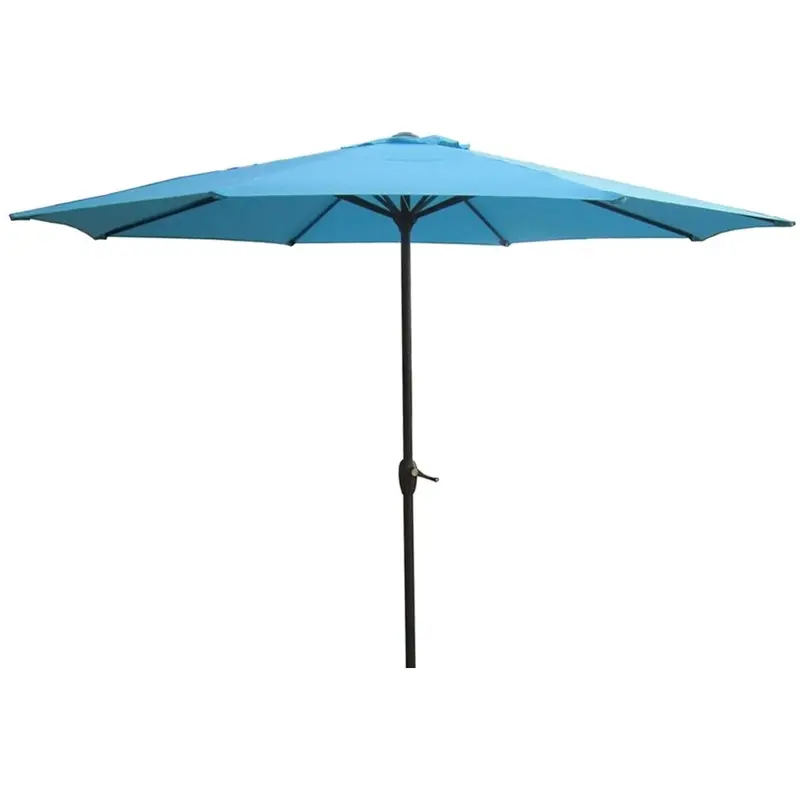 9' Market Black Frame Blue Canopy Umbrella