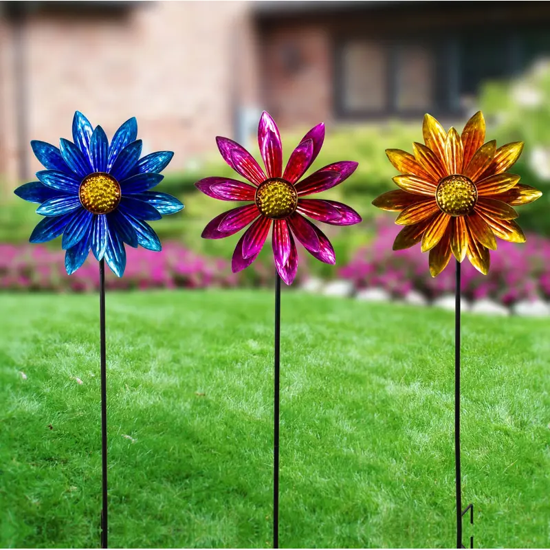 Floral Wind Spinner Garden Stake