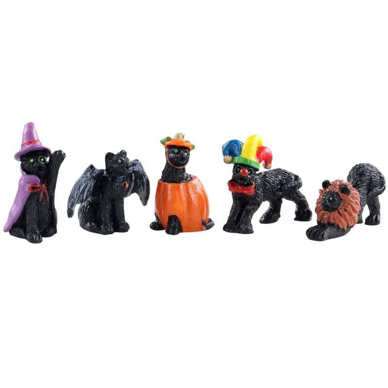Lemax Spooky Town Halloween Cats, Set of 5 #12014