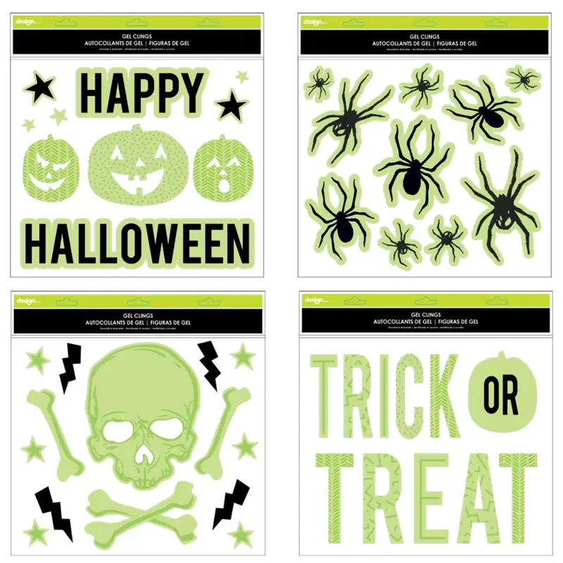 11.5" x 12" Glow in the Dark Halloween Gel Clings Assortment