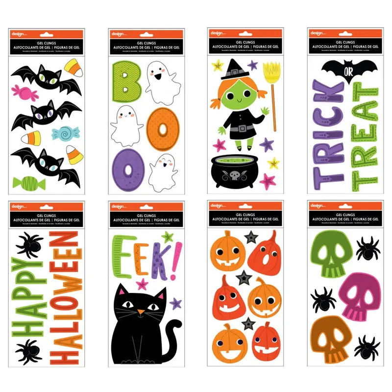 5.5" x 12" Halloween Gel Window Clings Assortment