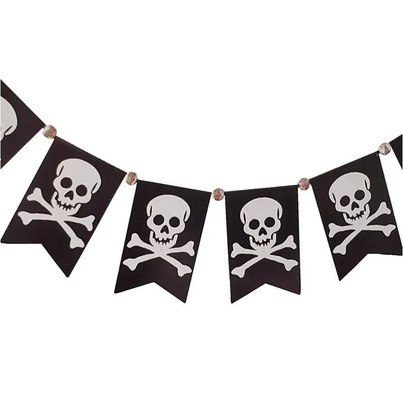 58.5" Metal Skull and Crossbones Banner Garland