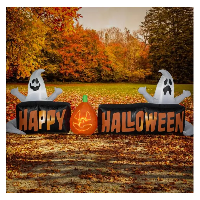 Airblown Happy Halloween Inflatable Sign with Ghosts