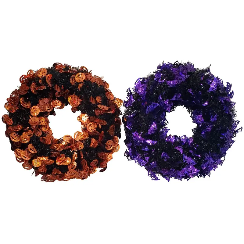 Black Halloween Wreath with Holographic Icons