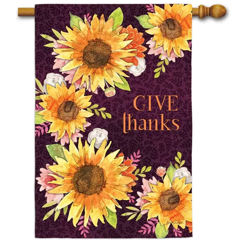 'Give Thanks' Sunflowers Textured Flags