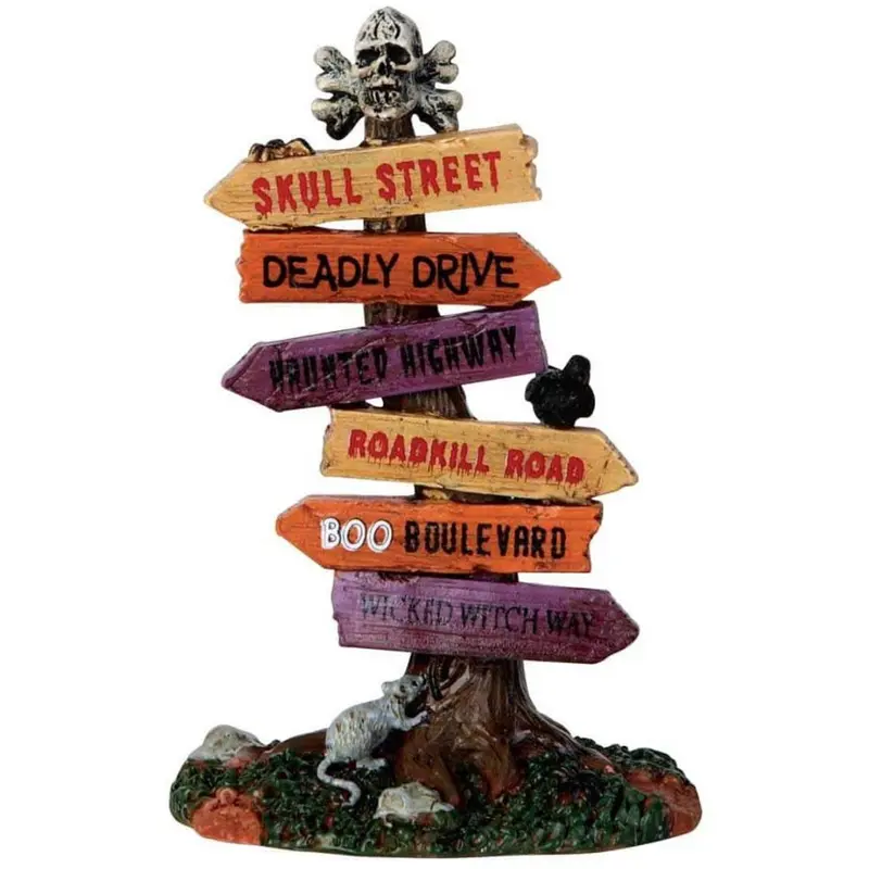 Lemax Spooky Town Scary Road Signs #64054