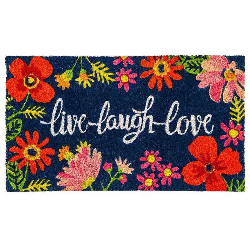 'Live Laugh Love' Floral Coir Mat