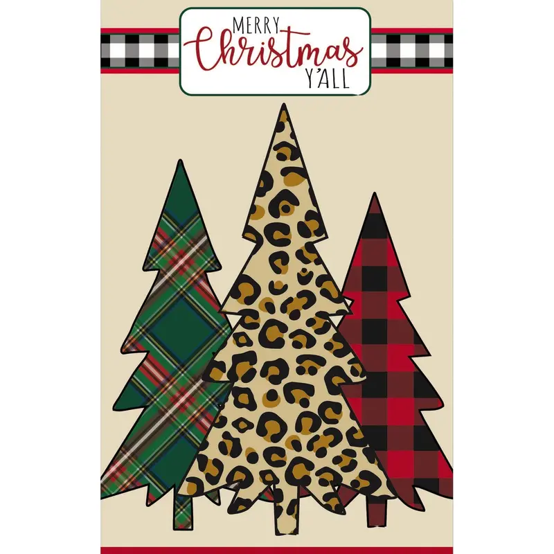 Mixed Print Christmas Trees Applique Flags