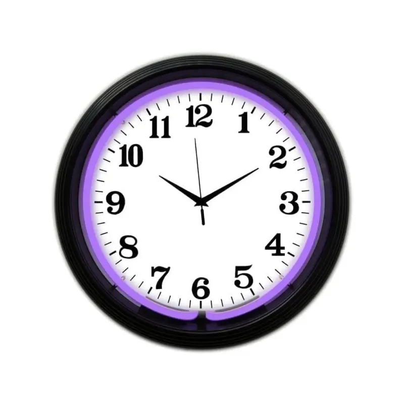 Neonetics Alphanumeric Black Rim Purple Neon Clock