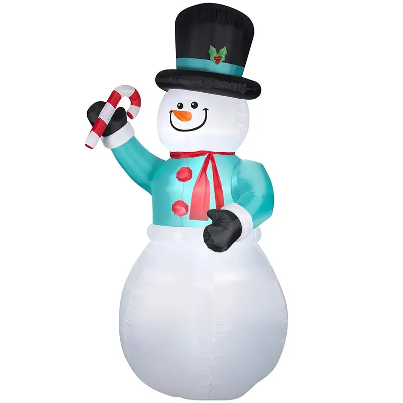 12' Snowman with Candy Cane Gemmy Inflatable