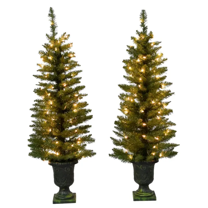 2-Piece 4'  Pre-Lit Artificial Foyer Trees