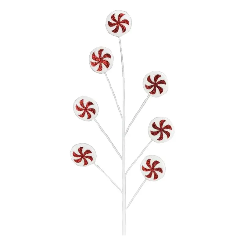 28" Styrofoam Peppermint Glitter Spray