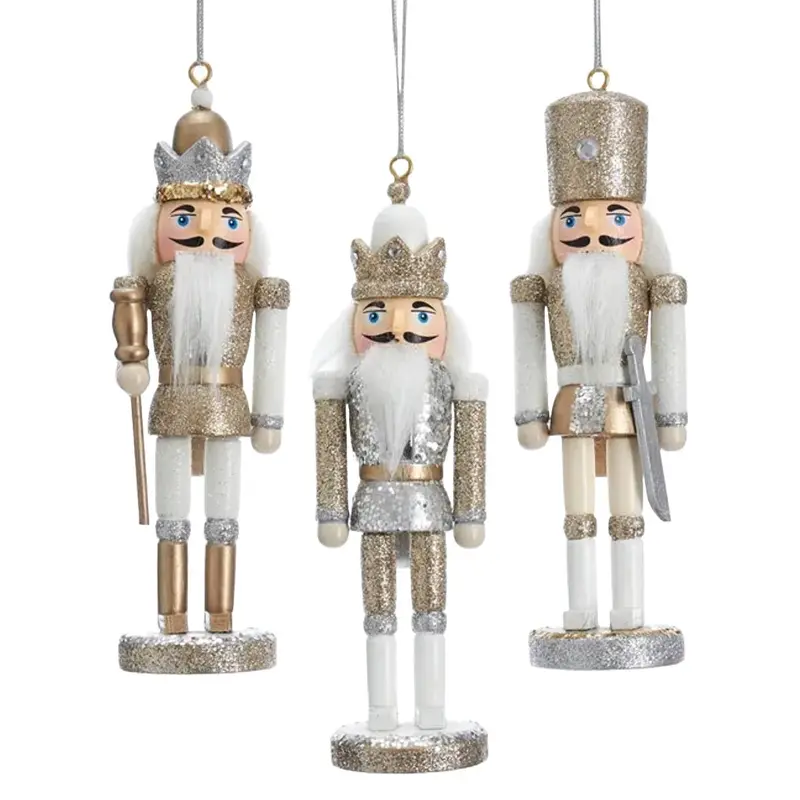 6" Champagne, Silver and White Hollywood Nutcracker Ornament