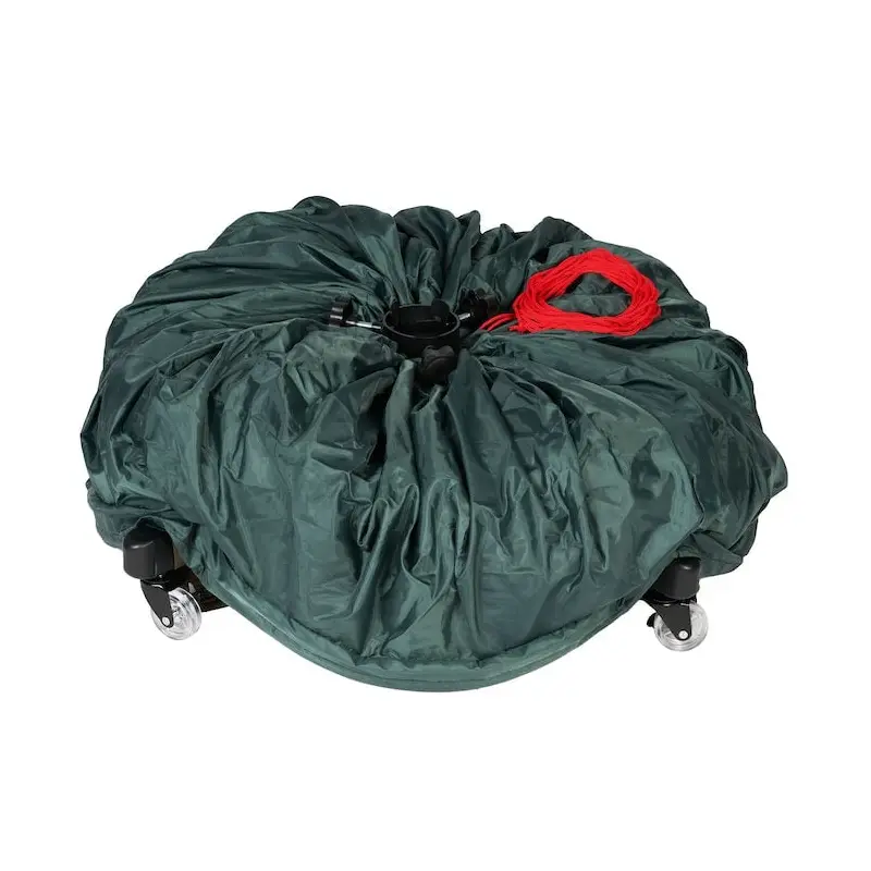 Green Collapsible Rolling Upright Christmas Tree Storage Bag With Rolling Tree Stand