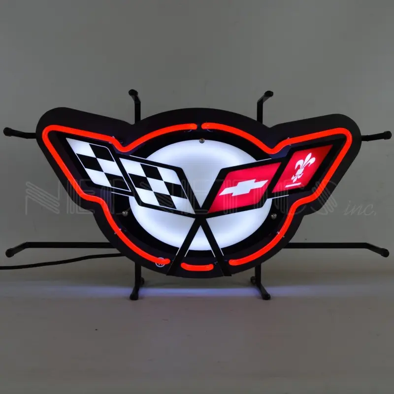 Neonetics GM Corvette C5 Flags Neon Sign with Backing