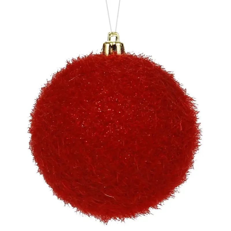 100MM Flocked/Hair Glitter Ball Ornament