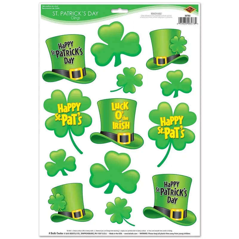 12" x 17" St. Patrick's Day Window Clings