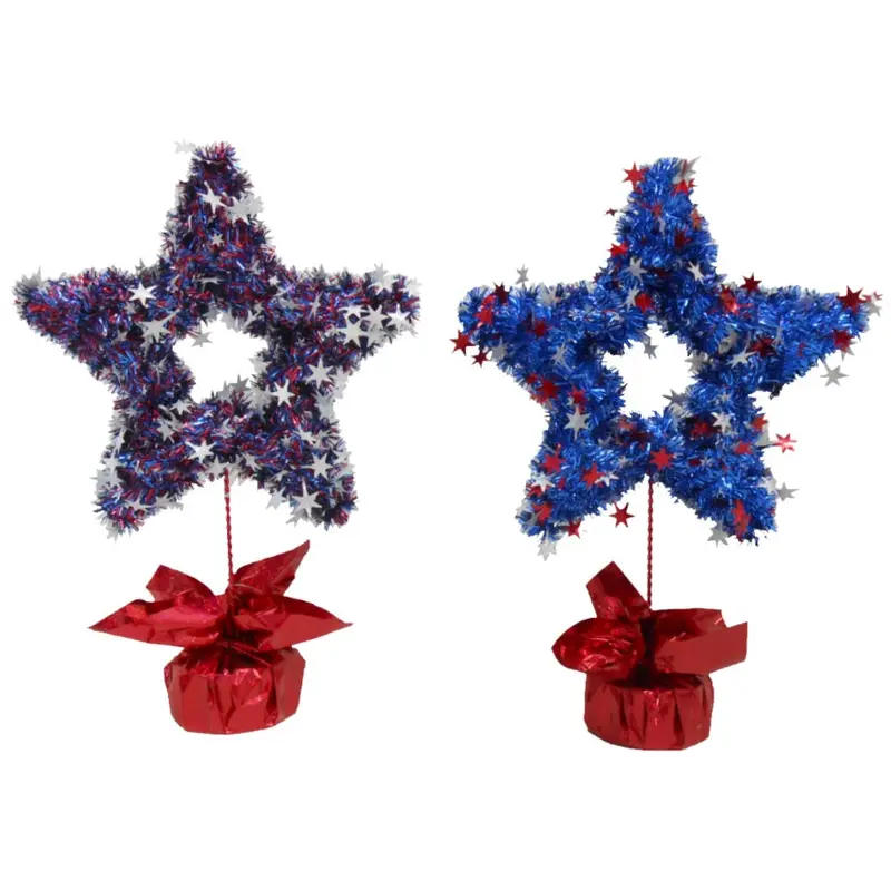 16" Patriotic Tinsel Star Tabletop Decoration